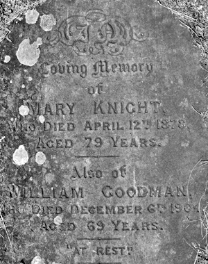 Gravestone of Mary Knight and William Goodman