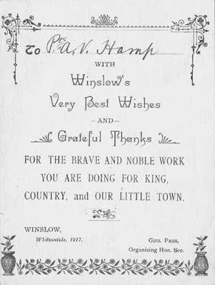 Printed card sent to troops, Whitsun 1917