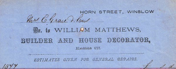 William Matthews billhead 1877