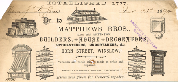 Matthews Brothers billhead 1894