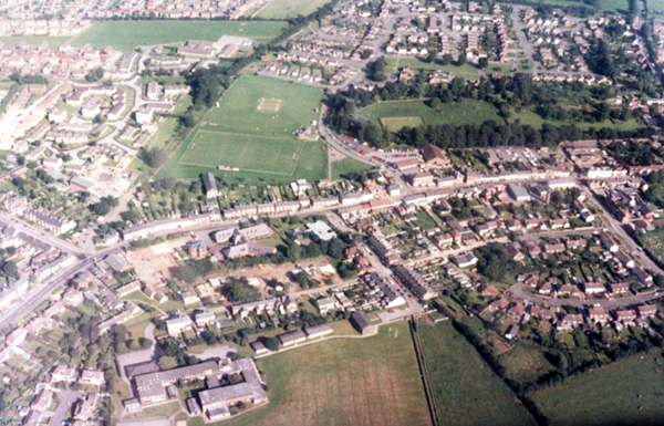 aerial view looking east