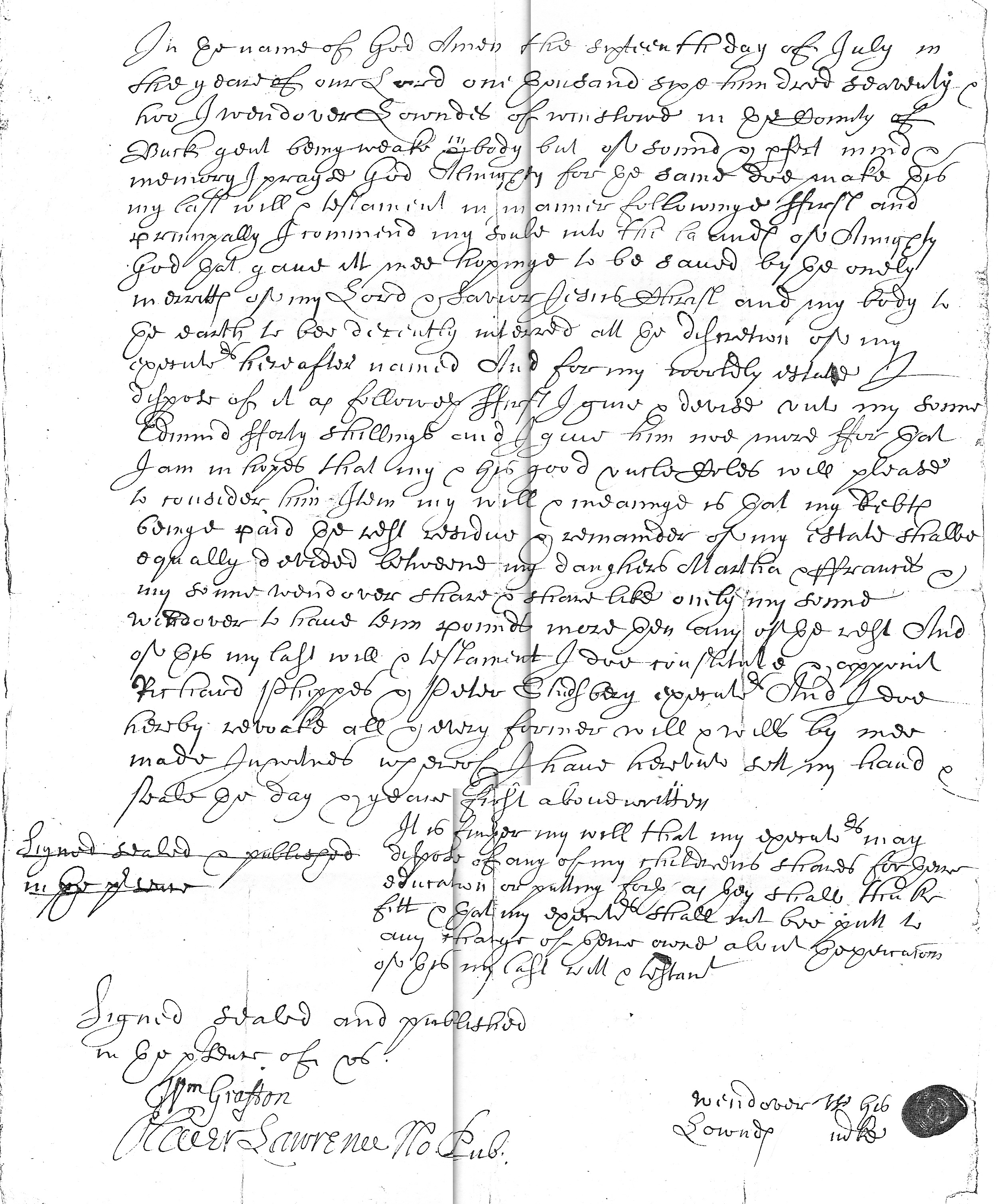 Will of Wendover Lowndes