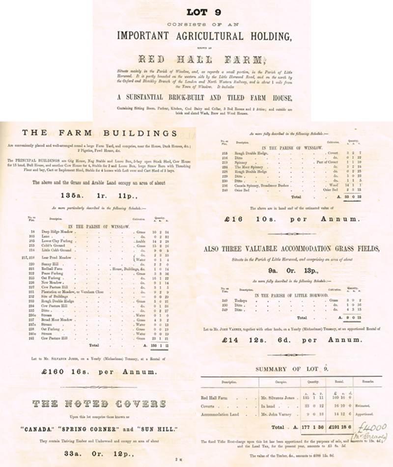 Red Hall Farm in 1897 sale catalogue