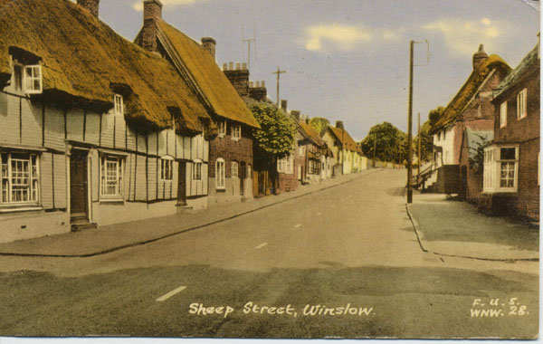 Colour postcard of Sheep Street